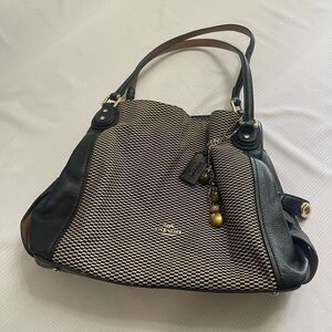 Coach 28895 Edie 31 Legacy Print Black Color Jacquard Leather Shoulder Bag